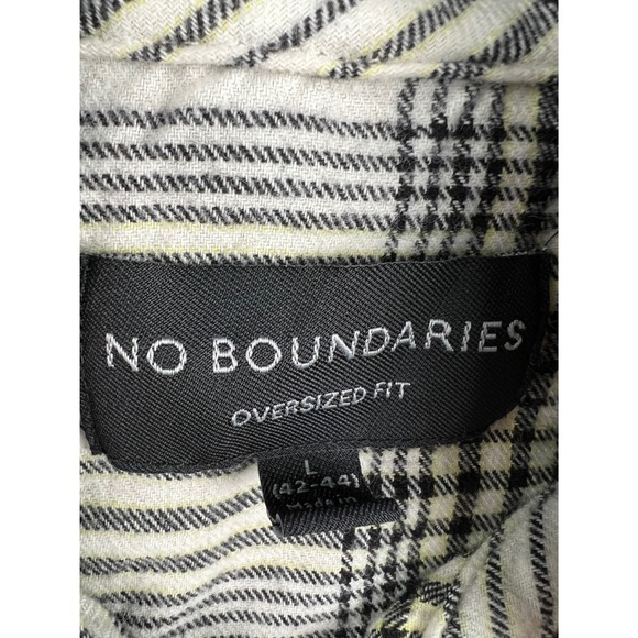 No Boundaries Oversized Flannel Shirt Jacket Hoodie Mens Large Plaid - Picture 3 of 4